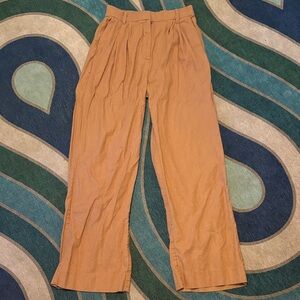 Abercrombie Tan Pleated Linen Pants